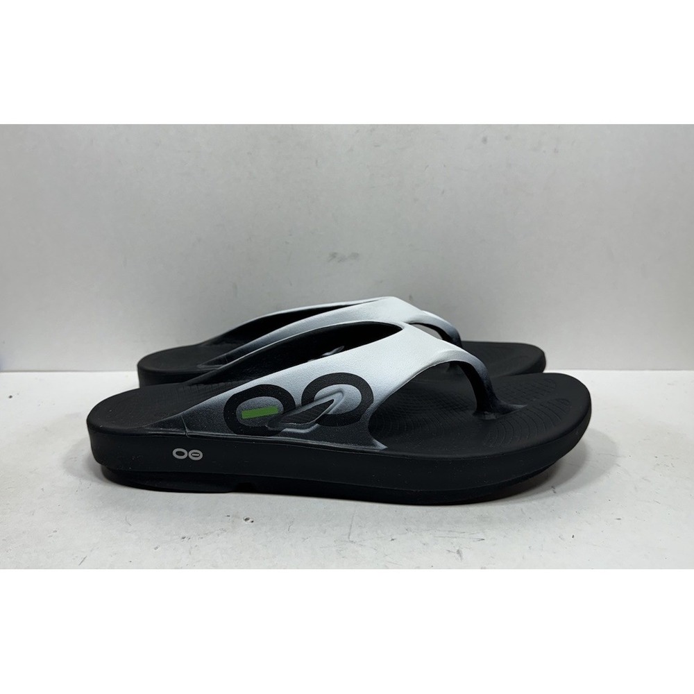 OOFOS OOriginal Black White Recovery Sandals Thong Flip Flops Men's Size 15